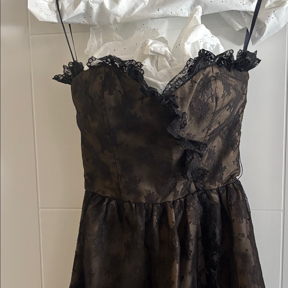 Lillie Ruben Vintage Black Lace Strapless Dress - Prom!